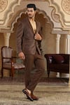 Buy_Kudrat Couture_Brown Corduroy, Polyester Textured Applique Suit Set 
