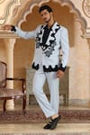 Buy_Kudrat Couture_Blue Applique, Zari Lily Dual Tone Suit Set _Online_at_Aza_Fashions