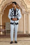 Buy_Kudrat Couture_Blue Applique, Zari Lily Dual Tone Suit Set _at_Aza_Fashions
