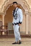 Buy_Kudrat Couture_Blue Applique, Zari Lily Dual Tone Suit Set 