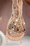 Nayaab By Sonia_Pink Embroidery, Beads Aaina Jaal Jhaalar Blush Potli _Online_at_Aza_Fashions