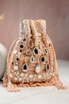 Buy_Nayaab By Sonia_Pink Embroidery, Beads Aaina Jaal Jhaalar Blush Potli _at_Aza_Fashions