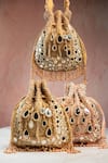 Buy_Nayaab By Sonia_Gold Beads, Mirrors, Embroidery Aaina Jaal Jhaalar Potli 