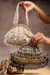 Shop_Nayaab By Sonia_Black Embroidery, Beads Aynali Clutch Potli _Online_at_Aza_Fashions