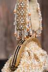 Nayaab By Sonia_Gold Beads, Embroidery, Sequins Aynali Clutch Ecru Potli _Online_at_Aza_Fashions