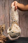 Buy_Nayaab By Sonia_Gold Beads, Embroidery, Sequins Aynali Clutch Ecru Potli _Online_at_Aza_Fashions