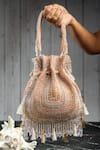Buy_Nayaab By Sonia_Pink Beads, Tassels Baraq Blush Potli _at_Aza_Fashions