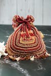 Shop_Nayaab By Sonia_Red Beads, Tassels Baraq Garnet Potli _at_Aza_Fashions