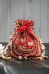 Buy_Nayaab By Sonia_Maroon Beads, Tassels Baraq Scarlet Red Potli _at_Aza_Fashions