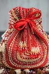 Nayaab By Sonia_Maroon Beads, Tassels Baraq Scarlet Red Potli _at_Aza_Fashions