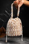 Buy_Nayaab By Sonia_Cream Beads Serenity Gilt Drops Rustic Aura Potli _at_Aza_Fashions