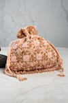 Shop_Nayaab By Sonia_Pink Beads, Embroidery, Sequins Serenity Satchel Criss Cross Blush Potli _at_Aza_Fashions