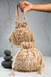 Nayaab By Sonia_Gold Embroidery, Beads, Sequins Serenity Satchel Aura Potli _at_Aza_Fashions