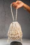 Buy_Nayaab By Sonia_White Pearls Raindrops Tassel Potli _at_Aza_Fashions