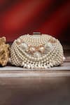 Shop_Nayaab By Sonia_Cream Pearls Adorn Kasse Gold Clutch _at_Aza_Fashions
