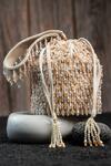Shop_Nayaab By Sonia_Cream Beads, Pearls Serenity Gilt Drops Oceanic Blush Potli _at_Aza_Fashions