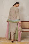 Shop_Nemaani_Green Modal, Cotton Gota Patti, Mirrors V-neck Saanjh Hand Block Print Kurta Set _at_Aza_Fashions