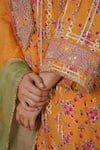 Buy_Nemaani_Yellow Modal, Cotton Gota Patti, Mirrors Split Meher Hand Block Print Kurta Set _Online_at_Aza_Fashions