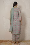 Shop_Nemaani_Blue Modal, Cotton Gota Patti, Mirrors Round Meher Hand Block Print Kurta Set _at_Aza_Fashions