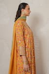 Buy_Nemaani_Yellow Modal, Cotton Gota Patti, Mirrors Square Noor Hand Block Print Kurta Set _Online_at_Aza_Fashions