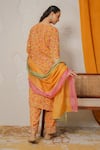 Shop_Nemaani_Yellow Modal, Cotton Gota Patti, Mirrors Square Noor Hand Block Print Kurta Set _at_Aza_Fashions