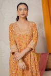 Buy_Nemaani_Yellow Modal, Cotton Gota Patti, Mirrors Square Noor Hand Block Print Kurta Set 
