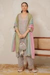 Buy_Nemaani_Blue Modal, Cotton Gota Patti, Mirrors Square Noor Hand Block Print Kurta Set _at_Aza_Fashions