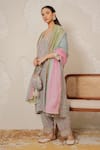 Buy_Nemaani_Blue Modal, Cotton Gota Patti, Mirrors Square Noor Hand Block Print Kurta Set _Online_at_Aza_Fashions