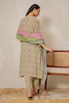 Shop_Nemaani_Green Modal, Cotton Gota Patti, Mirrors Round Aaina Hand Block Print Kurta Set _at_Aza_Fashions
