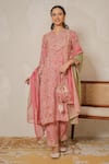 Buy_Nemaani_Pink Modal, Cotton Gota Patti, Mirrors Round Aaina Hand Block Print Kurta Set _at_Aza_Fashions