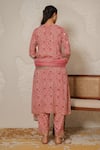 Shop_Nemaani_Pink Modal, Cotton Gota Patti, Mirrors Round Aaina Hand Block Print Kurta Set _at_Aza_Fashions