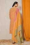 Shop_Nemaani_Yellow Modal, Cotton Gota Patti, Mirrors Round Sitara Hand Block Print Kurta Set _at_Aza_Fashions