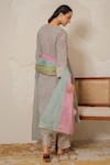 Shop_Nemaani_Blue Modal, Cotton Gota Patti, Mirrors Round Sitara Hand Block Print Kurta Set _at_Aza_Fashions