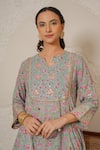 Buy_Nemaani_Blue Modal, Cotton Gota Patti, Mirrors Round Sitara Hand Block Print Kurta Set 