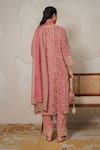 Shop_Nemaani_Pink Modal, Cotton Gota Patti, Mirrors V-neck Ira Hand Block Print Kurta Set _at_Aza_Fashions
