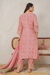 Shop_Nemaani_Pink Modal, Cotton Gota Patti, Mirrors, Nayra Hand Block Print Kurta Set _at_Aza_Fashions