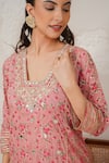 Buy_Nemaani_Pink Modal, Cotton Gota Patti, Mirrors, Nayra Hand Block Print Kurta Set 