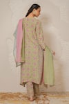 Shop_Nemaani_Green Modal, Cotton Gota Patti, Mirrors Round Nayra Hand Block Print Kurta Set _at_Aza_Fashions