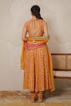 Shop_Nemaani_Yellow Modal, Cotton Gota Patti, Mirrors Naaz Hand Block Print Anarkali Set _at_Aza_Fashions