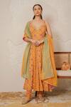 Buy_Nemaani_Yellow Modal, Cotton Gota Patti, Mirrors Naaz Hand Block Print Anarkali Set _at_Aza_Fashions