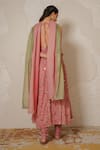 Shop_Nemaani_Pink Modal, Cotton Gota Patti, Mirrors Plunge Naaz Hand Block Print Anarkali Set _at_Aza_Fashions