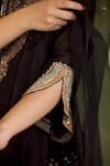Radha Sharma_Black Georgette, Crepe, Organza Sequins, Embroidery Hand Embellished Kurta Set _Online_at_Aza_Fashions