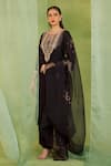 Buy_Radha Sharma_Black Georgette, Crepe, Organza Sequins, Embroidery Hand Embellished Kurta Set _Online_at_Aza_Fashions