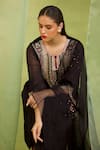 Shop_Radha Sharma_Black Georgette, Crepe, Organza Sequins, Embroidery Hand Embellished Kurta Set _Online_at_Aza_Fashions