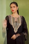 Radha Sharma_Black Georgette, Crepe, Organza Sequins, Embroidery Hand Embellished Kurta Set _at_Aza_Fashions