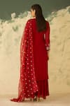 Shop_Radha Sharma_Red Georgette, Crepe Embroidery Round Neck Hand Embellished Kurta Set _at_Aza_Fashions