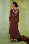 Shop_Radha Sharma_Brown Georgette, Crepe, Organza Beads, Sequins, Embroidery Embellished Kurta Set _at_Aza_Fashions