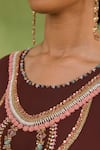 Buy_Radha Sharma_Brown Georgette, Crepe, Organza Beads, Sequins, Embroidery Embellished Kurta Set _Online_at_Aza_Fashions