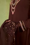 Shop_Radha Sharma_Brown Georgette, Crepe, Organza Beads, Sequins, Embroidery Embellished Kurta Set _Online_at_Aza_Fashions