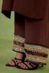 Buy_Radha Sharma_Brown Georgette, Crepe, Organza Beads, Sequins, Embroidery Embellished Kurta Set 